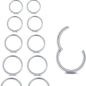 Stainless Steel Nose Rings Set 12pcs Mixed Sizes Multi-Use Piercing Jewelry